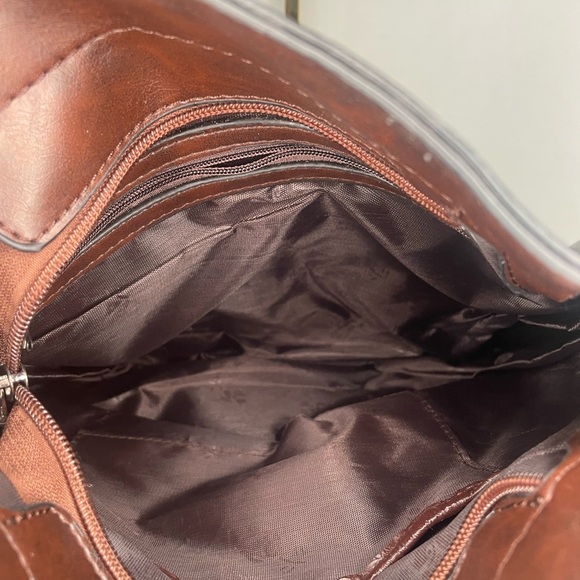 Elegant Gray and Brown Women's Bag. Zip close. Shoulder purse. Pre-owned - Picture 6 of 10